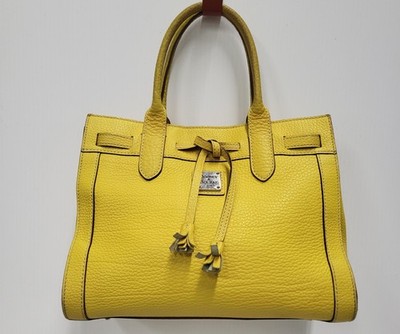 Dooney & Bourke Satchel Womens Medium Yellow Pebbled Leather Tote
