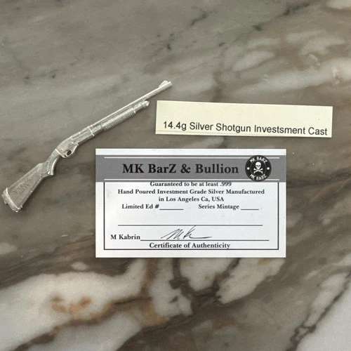 14.4 Grams .999 Fine Silver MK Barz Limited Ed Shotgun Investment Cast