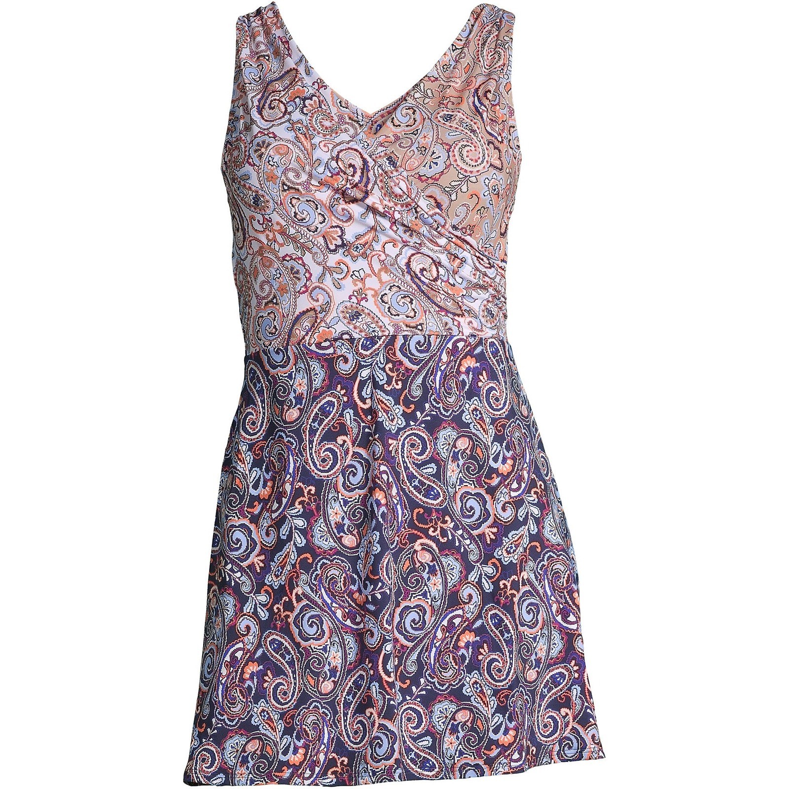 Lands' End Women's 4 Tummy Control Swim Dress Surplice Wrap One Piece Swimsuit