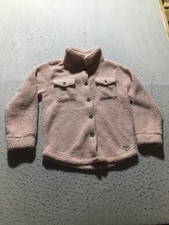 Roxy Girl Sherpa Button Up Girls L Large 14/16 Beige Chunky Pockets Faux Fur