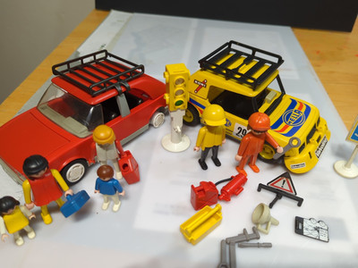 Vintage Playmobil set 3524 Yellow Rally Car, Family Car And