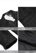 COOFANDY Men's Black Paisley Shawl Lapel One-Button Tuxedo Blazer XS