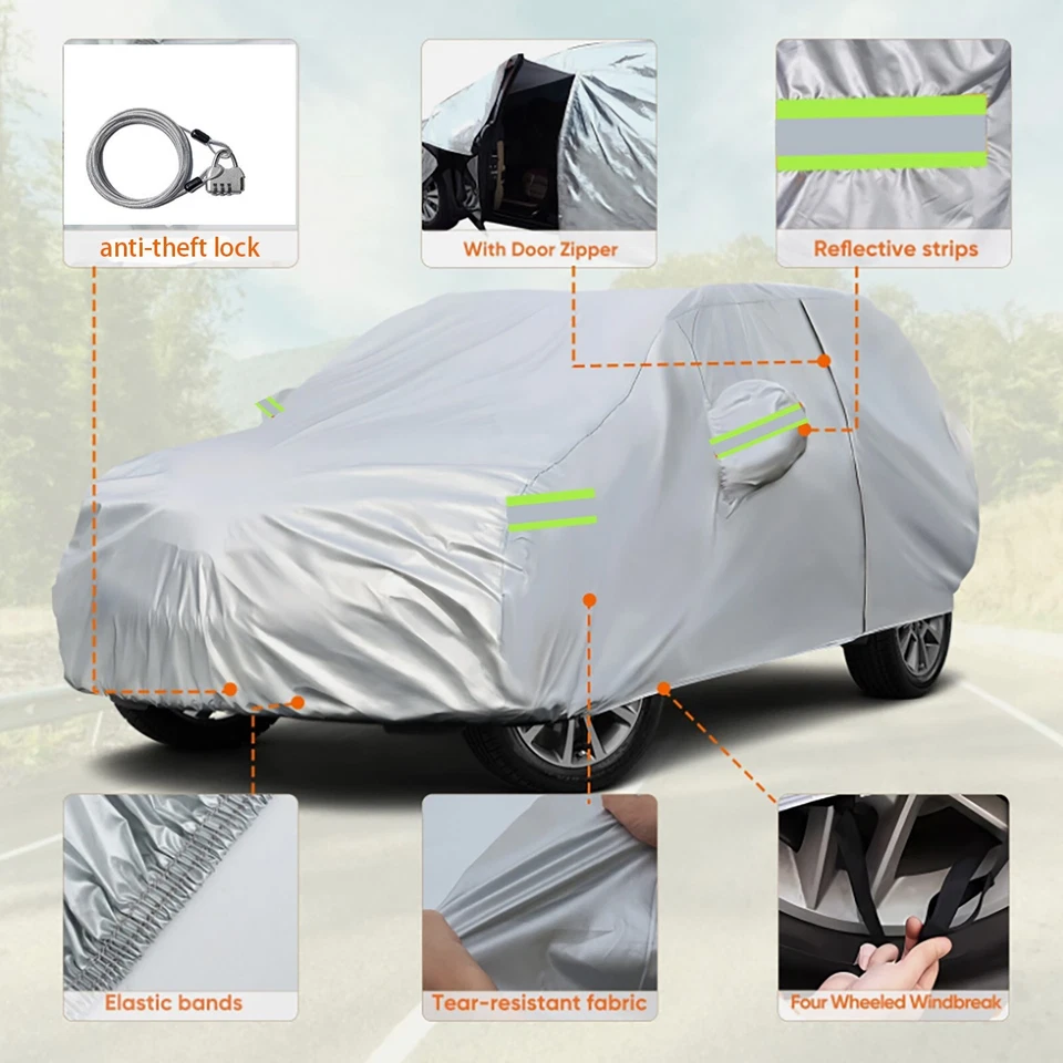 For Nissan Pathfinder Fleece-Lined Car Cover Waterproof Snow Protection W/Zipper - Image 3 of 4
