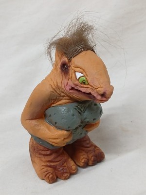 Vintage 1980s Anjar Troll Caveman Woman Monster Rubber Finger Puppet Figure 1989