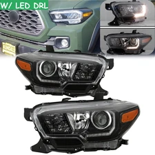 For 2016-2022 Toyota Tacoma w/ LED DRL Chrome Halogen Headlights Headlamps Pair