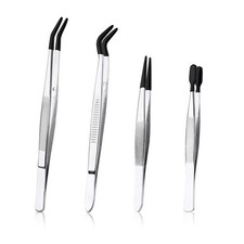 4pcs Tweezers with Rubber Tips, Stainless Steel Coated Tweezers Tools Include...
