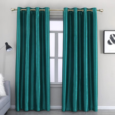 Gyrohome Faux Silk Blackout Curtains Fully Lined Solid Color Window Treatment