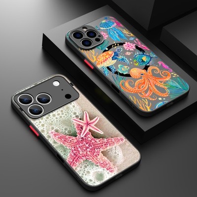 Magnethülle für iPhone 16 17 Pro Max 15 14 13 12 11 Seestern-Acryl matt Schutz