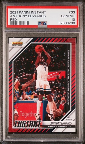 2021-22 Panini Instant NBA Basketball Anthony Edwards #33 Red /99 PSA 10
