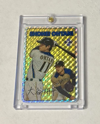 #ad #ad Shohei Ohtani ROOKIE GOLD REFRACTOR Japanese Vending Sticker Variation RC $50.00