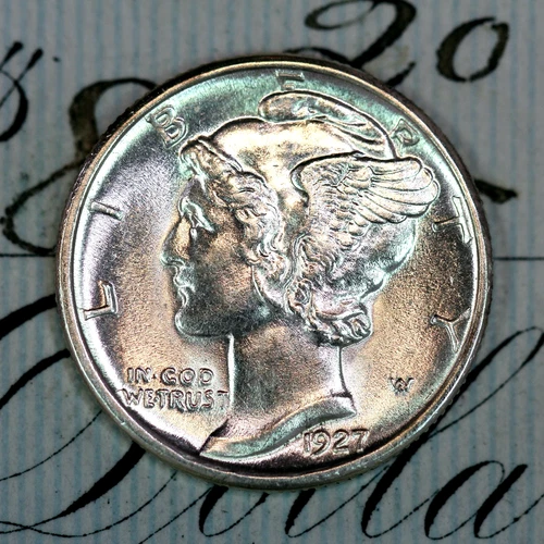 * 1927-D FSB * SUPERB+ GEM BU MS MERCURY SILVER DIME * FROM ORIGINAL COLLECTION