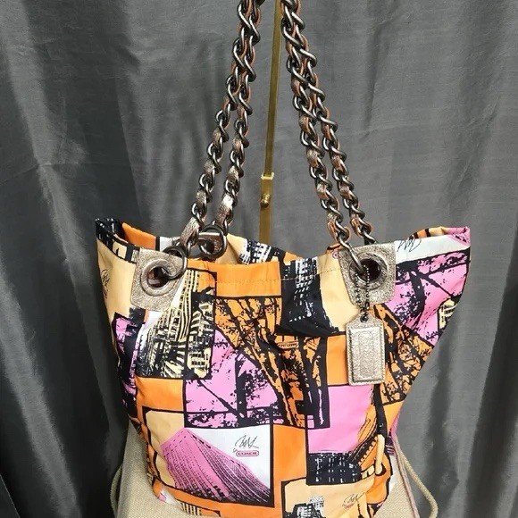 COACH Large Bonnie Cashin Parker NYC Multi-Color Nylon Tote #13433