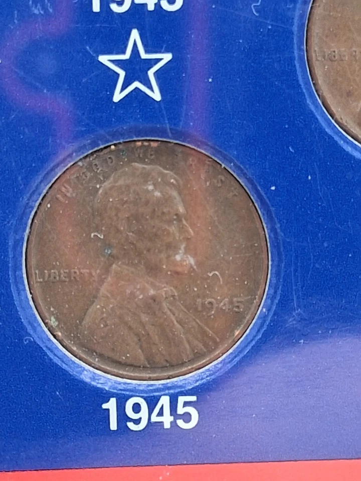 World War II Lincoln Penny Set 1943-45 Steel & Copper Cents WW2 Display Case - Image 4 of 4