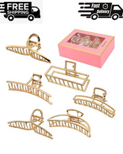 LUKACY 6 Pack Gold Metal Hair Clips - 4 Inch Large Jaw Clips for Women, Strong H