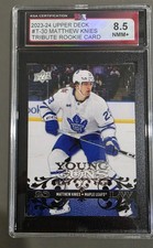 Matthew Knies 2023-24 Upper Deck '08-09 Retro Rookie Card #T30 KSA 8.5 NMM+