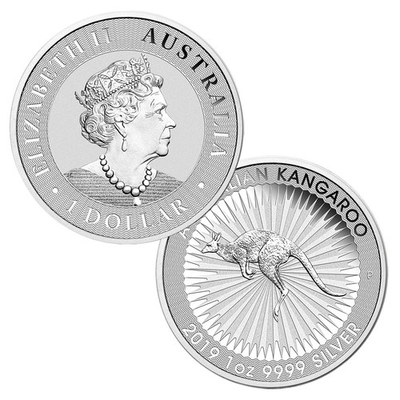 #ad 2019 1oz .9999 Silver $1 Australian Kangaroo BU $154.25