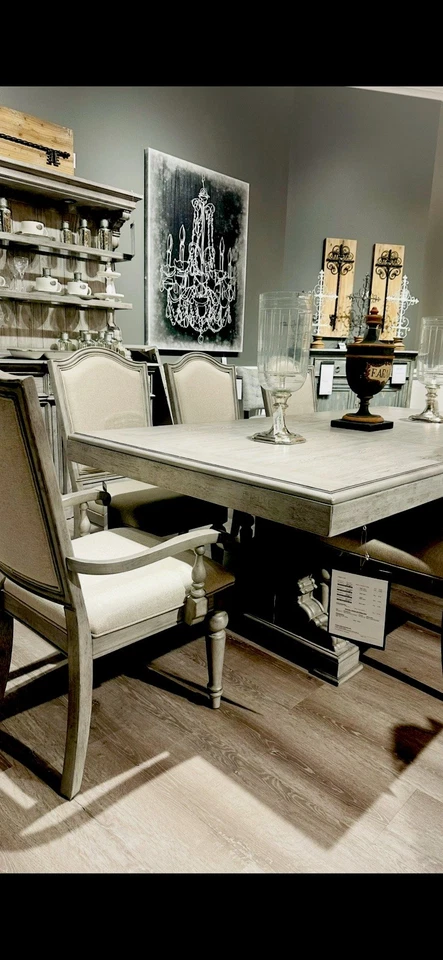 Juego de Mesa de Comedor 7 Piezas con Base Buffet Consola Armario Foto 2 de 4