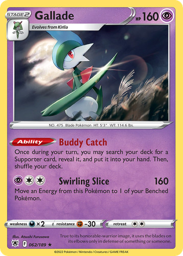 Gallade 062/189 Holo Rare Astral Radiance Pokemon NM
