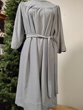 womens vintage dusty blue 3/4 sleeve dress with fabric belt medium/ large