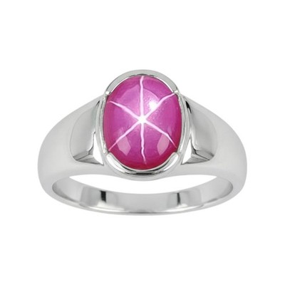 Lindy Pink Star Ruby Ring 925 Sterling Silver, 6 Rays Star Sapphire Ring