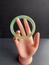 Natural Green Agate Bangle Icy Translucent Banded Chalcedony 60.3mm