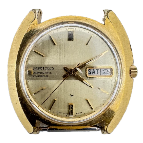 Vintage 40mm Seiko 7006-7029 Day Date Men's Automatic Wristwatch Japan Gold Tone