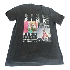 P!nk Trustfall World Tour T-shirt Concert Graphic Tee Gray Pop Rock Band Merch