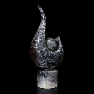 Table Sculpture Drop Sphere Grey Marble H25 Cm