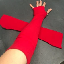 NEW Red Cotton Elbow Length Gloves Arm Warmers Driving Sleeves Covers Armwarmers