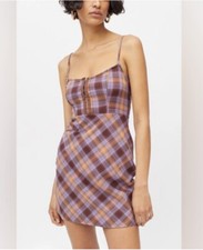 Urban Outfitters Plaid Mini Dress “Keya” Hook & Eye Size XS Brand New