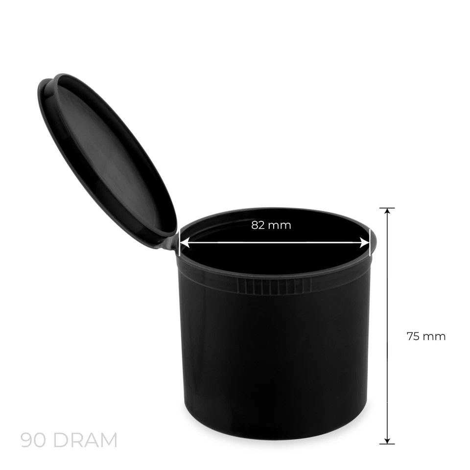 Frascos de dram Loud Lock Pop Top - Contenedores de almacenamiento de alimentos - 90 Dram - 45ct - negros Foto 2 de 4
