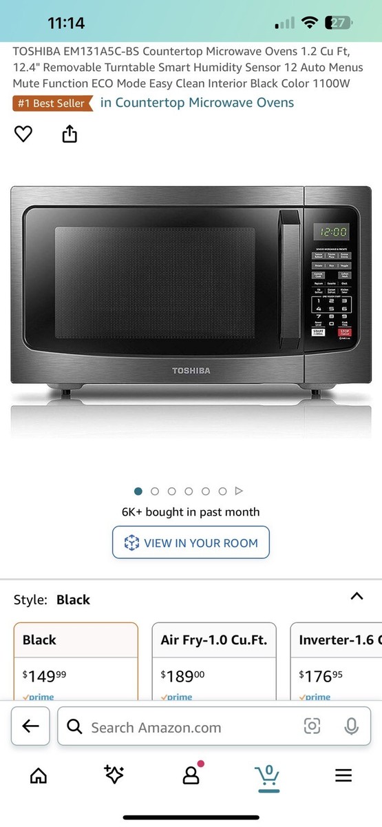 Toshiba EM131A5C-BS 1.2 cu ft Microwave Oven - Black Stainless