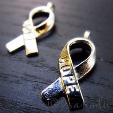 Hope Ribbon Wholesale Breast Cancer Awareness Charms C4759 - 10, 20 Or 50PCs