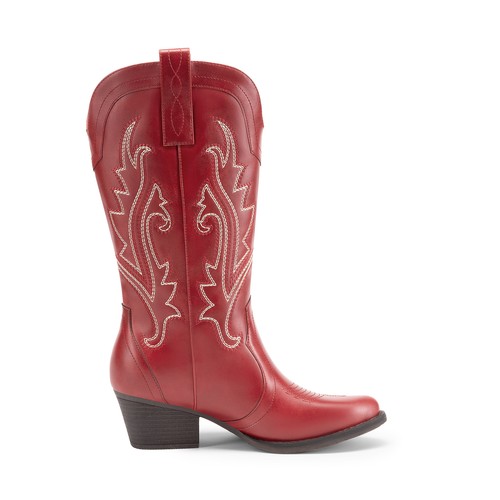 Women Western Mid Calf Boots Pointed Toe Low Heel Cowboy Cowgirls Boots - Picture 46 of 58