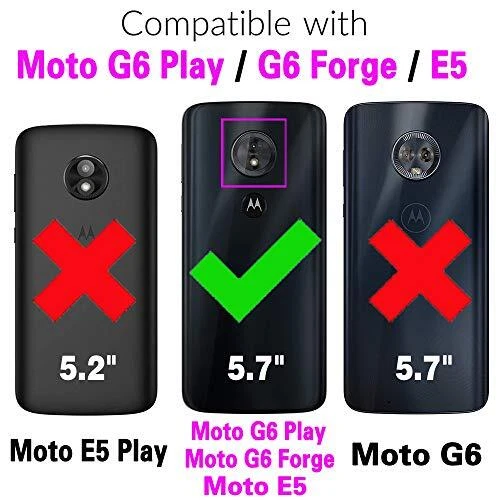 Phone Case for Moto E5/G6 Play/MotoG6 Forge Folio For Moto E5 Black For Moto E5