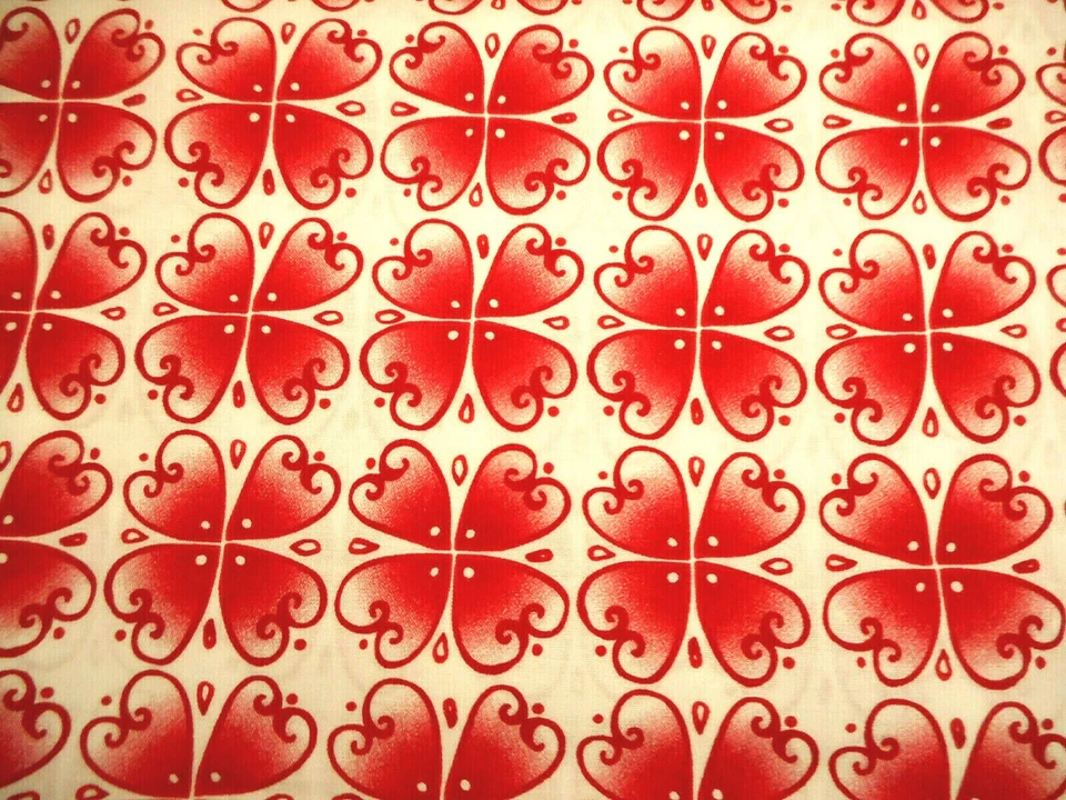 Valentine Fabric By Half-Yard SALE Red Hearts on White Premium Cotton C - Image 2 of 2