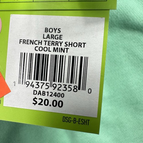 DSG French Terry Youth Shorts Size Large Cool Mint Everyday Casual - Picture 6 of 7