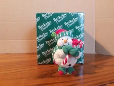 Vintage Berkeley Designs Snowman w/ Candy Cane Winter Christmas Figurine Holiday