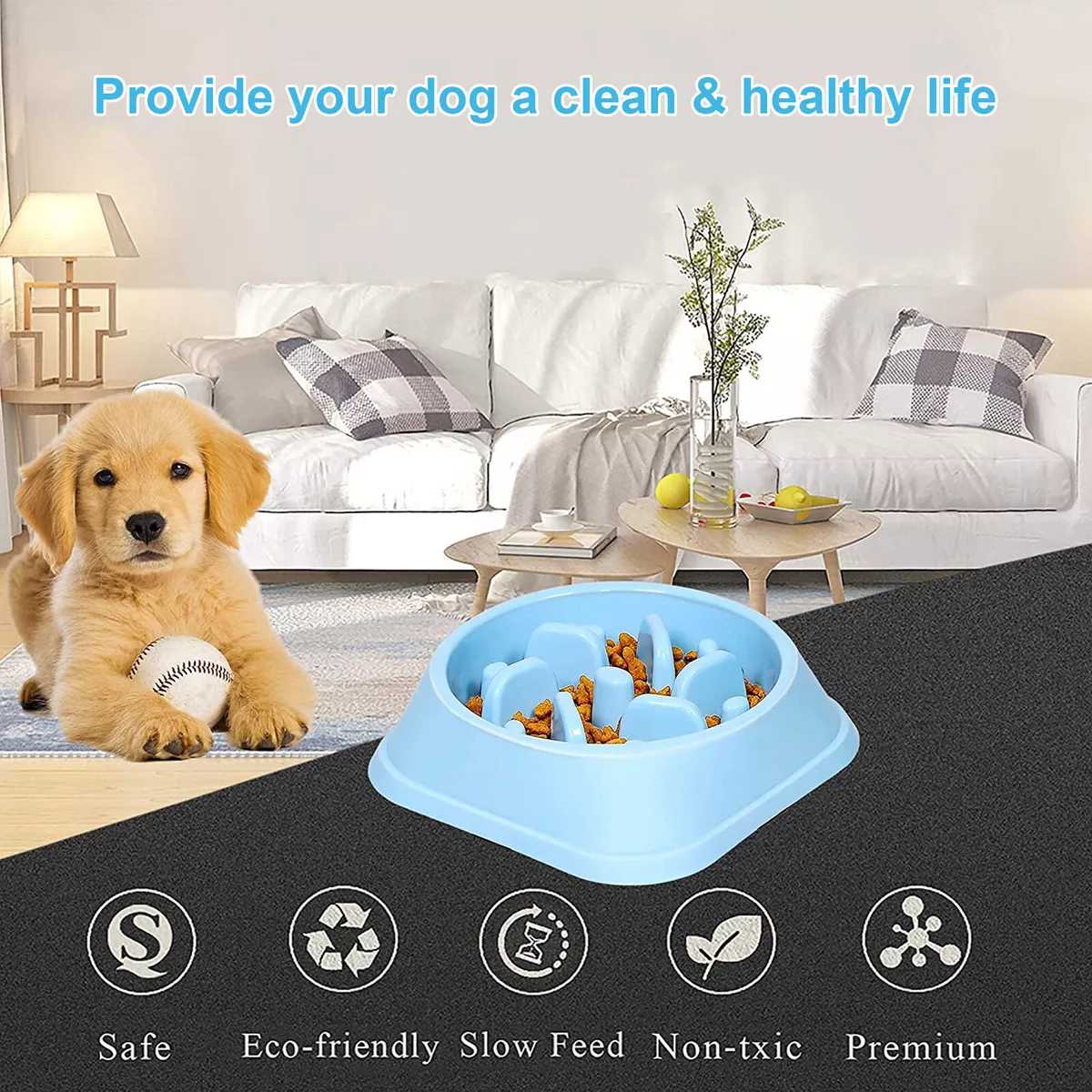 Slow Feeder Small Dog Bowl Anti Bloat No Gulp Puppy Pet Interactive Feeding  Bowl