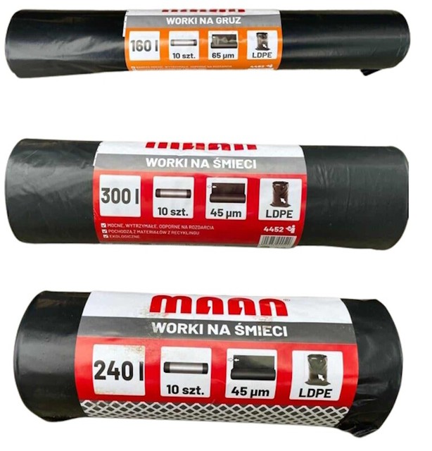 Schwarze Müllsäcke 160L, 240L, 300L Bauschuttsack