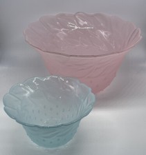 Joy Leonardo Schale Rosa & Blau Servierschale Dessertschale Glas Retro Sammeln