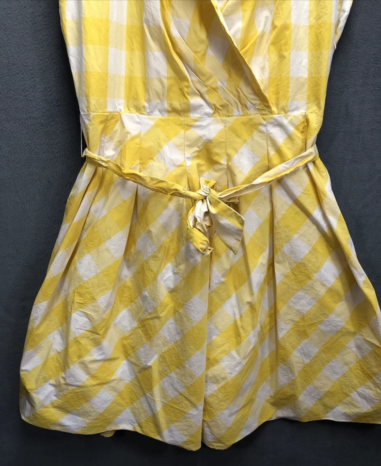 Vestido para mujer Chadwicks talla 16 amarillo a cuadros cinturón sin mangas envolvente look cuello Foto 2 de 4