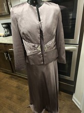 Patra Tuape Purple Long Sleeve Beaded Evening Gown 14