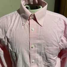 STAFFORD Travel Button-down Wrinkle Free Oxford Pink Cotton Poly 16 34-35