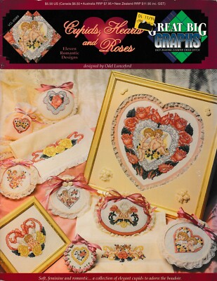 Cupids, Hearts and Roses Charted Cross Stitch | Great Big Graphs #VCL-20069