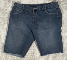 Vintage Y2K Kani Gold Shorts Blue Dark Wash Denim Jean 13  Inseam Raw Hem Sz 46