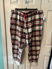 Old Navy Women's Red White Multicolor Plaid Flannel Jogger Pajama Pants Size XXL