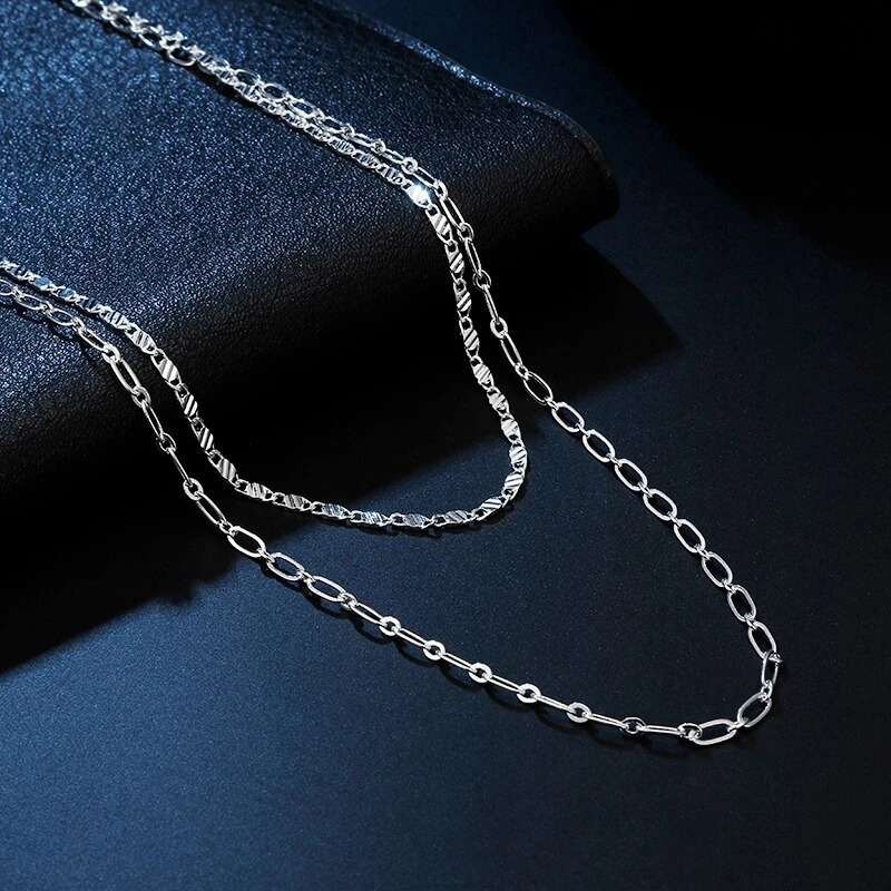 925 Sterling Silver fine designer chain necklace for women fashion