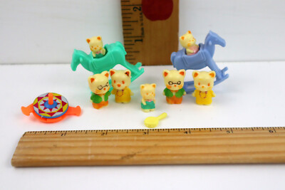 Vintage MEOW MEOW'S WONDERLAND 2 Rocking Horses & 7 Kitty Cat Figures
