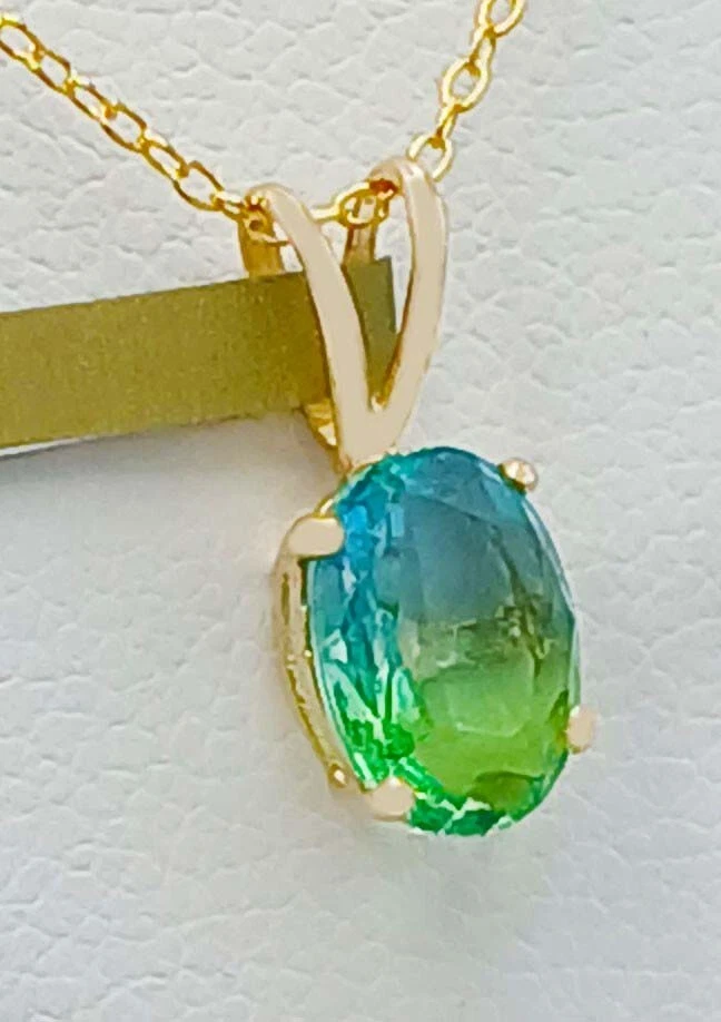 COLGANTE TURMALINA 1,14 quilates ORO AMARILLO 14k - Nuevo con etiqueta Foto 2 de 3